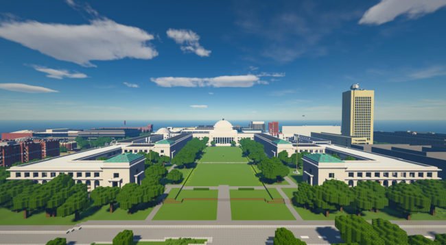 MIT's Killian Court as built in Minecraft
