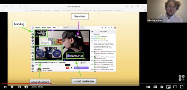 Mike Sugarman in Zoom presenting a slide featuring DJ Philip Tan